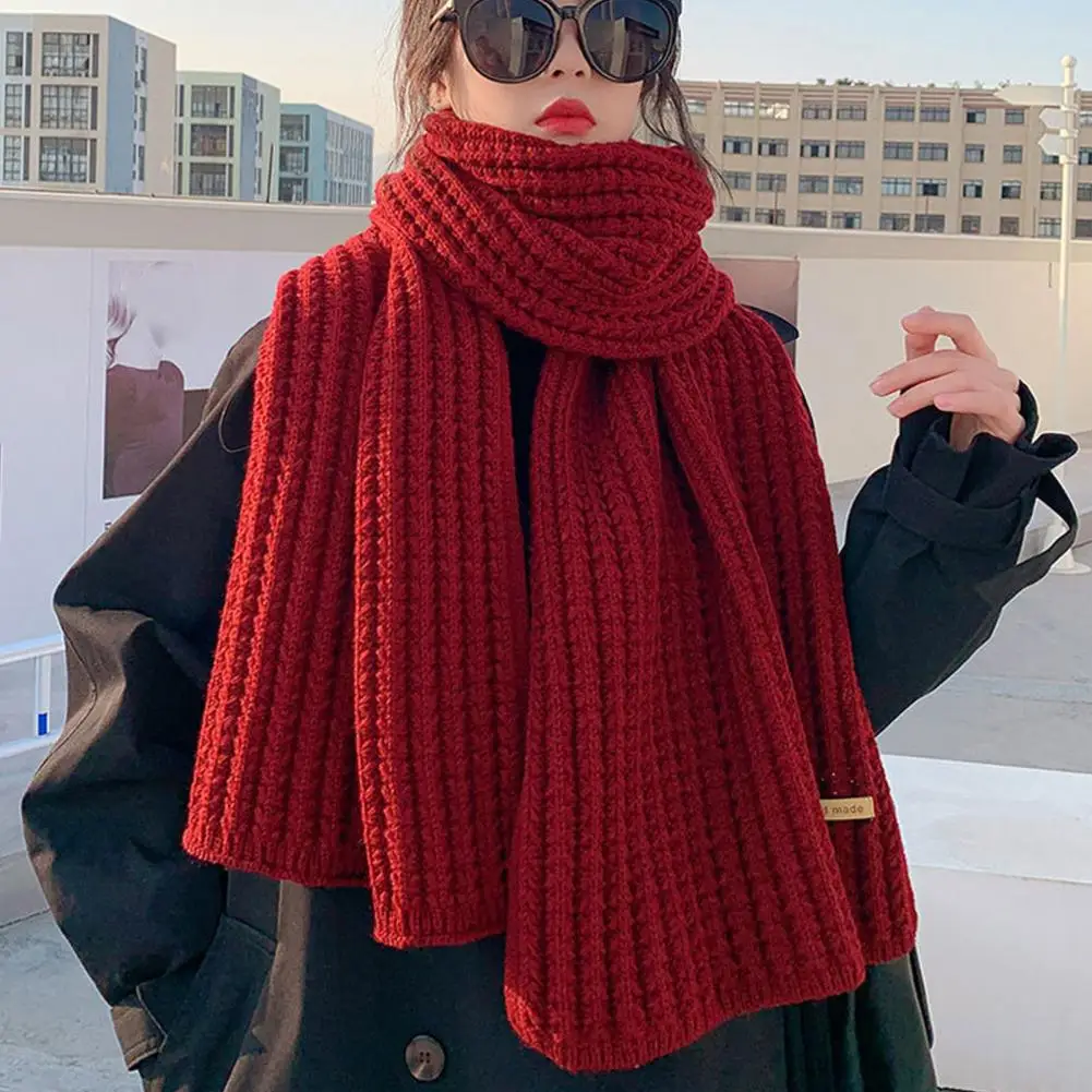 Top Trends: Knitted Scarf For Women Winter Solid Color Long Warm Shawl Women's Warm Knitted Spring Unisex Thickened Warm Winter Scarf Shoppable Styles