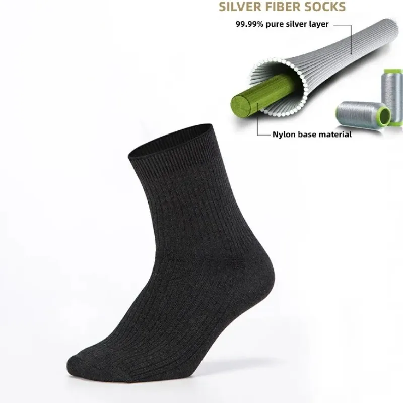 Top Trends: 15% Pure Silver Infused Socks Anti-Odor &amp; Anti-bacterial Moisture Wicking Thick For Men Socks, 2 Pairs Shoppable Styles