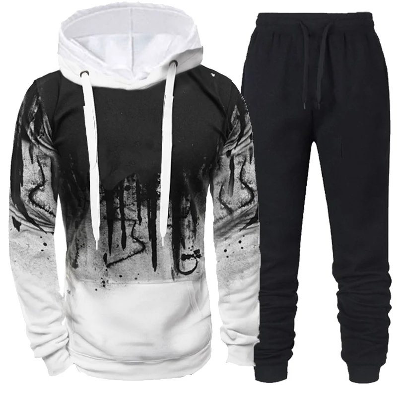 Top Trends: New Style Mens Sports Hoodies Set Daily Casual Jogging Outfits Hooded Sweatshirts And Elastic Sweatpants Fashion Tracksuit Shoppable Styles