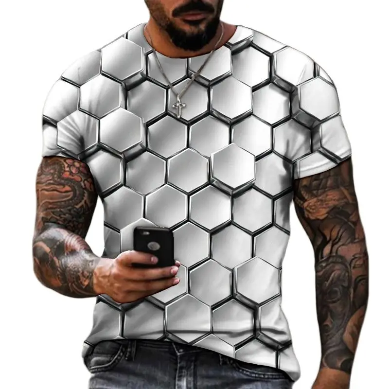 Top Trends: 3D T Shirt For Men Fashion Hip Hop O-neck Short Sleeve Tops Abstract Vintage Men's T-shirts Oversized Tees Shirt Man Clothing Shoppable Styles