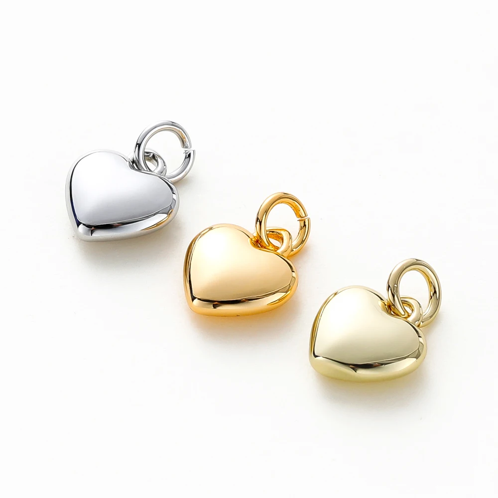 Top Trends: 4pcs / lot 14K 18K Gold Plated Heart Charm With Jump Ring Necklace Making Supplies Solid Love Pendant For DIY Jewelry Accessories Shoppable Styles