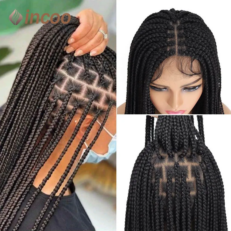 Top Trends: 36 Inches Synthetic Braid Wigs With Baby Hair Full Lace Frontal Knotless Box Braids Wig For Black Women Super Long Braided Wigs Shoppable Styles