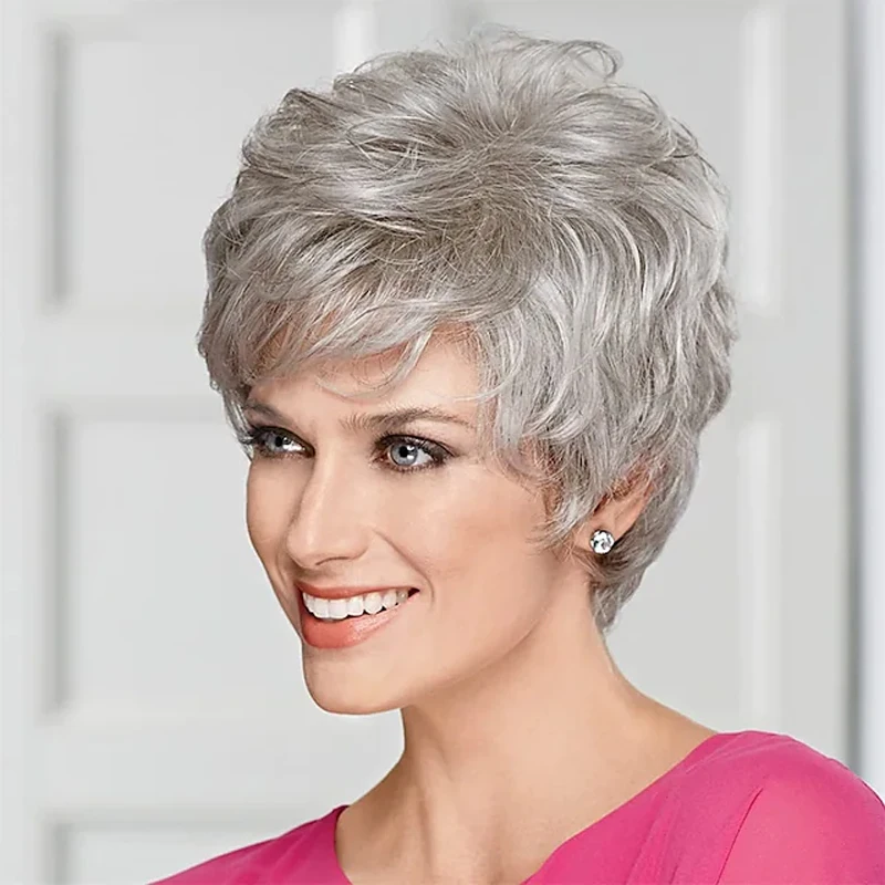 Top Trends: HAIRJOY Synthetic Hair Women Classic Short Wigs Layers Curly Grey Wig Shoppable Styles