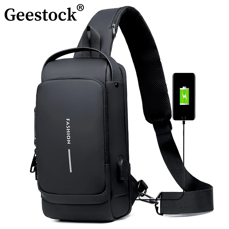 Top Trends: Geestock Crossbody Bag Men&#039;s Shoulder Bag Anti-Theft Travel Messenger Chest Sling Pack USB Chest Bag Shoulder Bag For Men Shoppable Styles