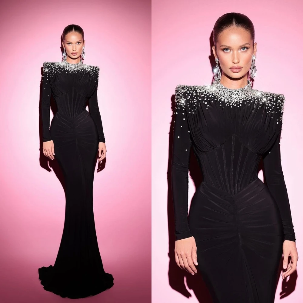 Top Trends: Yipeisha Fashion Exquisite High Collar Mermaid Celebrity Dresses Beading Paillette / Sequins Charmeuse Evening Shoppable Styles