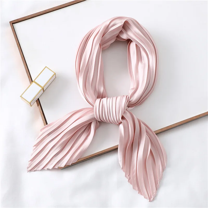 Top Trends: Solid Crinkle Hair Scarf Women Silk Feeling Neck Tie Shawl Wraps Female Headbands Foulard Wrsit Echarpe Bandana Accessores Shoppable Styles