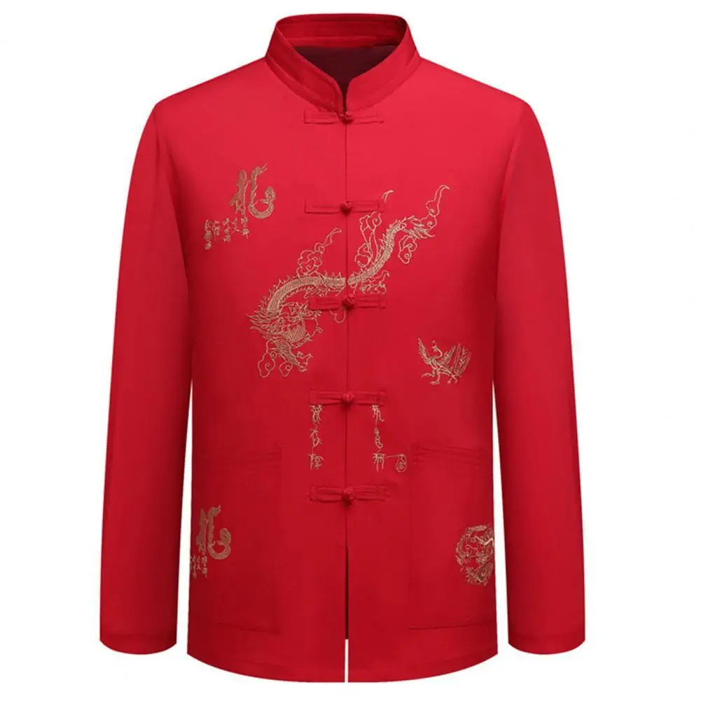 Top Trends: Dragon Men Shirts Tangsuit Traditional Chinese Clothing For Men Stand Collar Long Sleeve Shirt Top Dropshopping Camisa Masculina Shoppable Styles