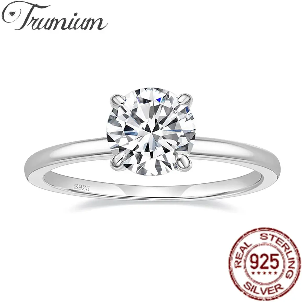 Top Trends: Trumium 1.5CT 925 Sterling Silver Engagement Rings Round Cut Cubic Zirconia CZ Wedding Promise Rings Wedding Bands For Women Shoppable Styles