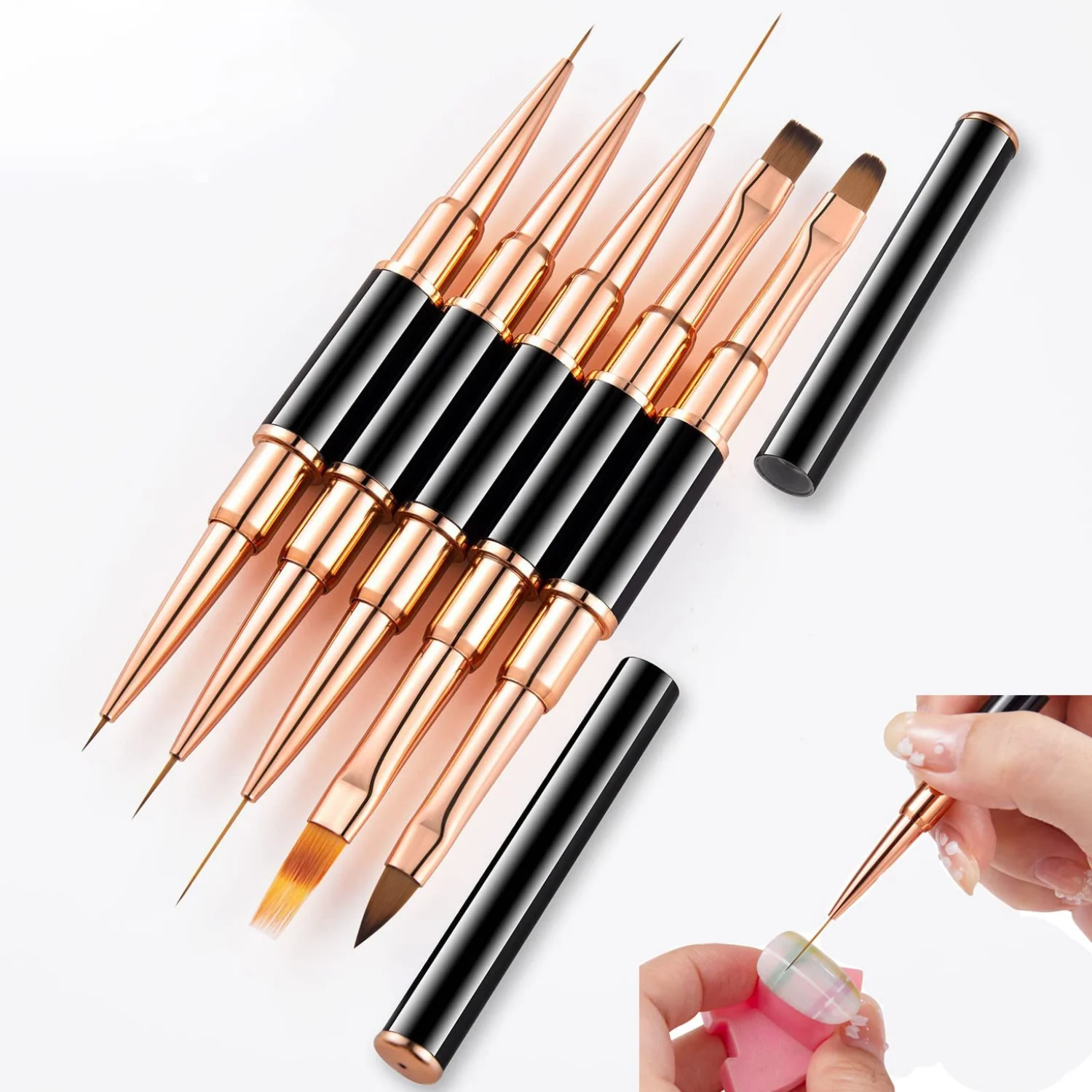 Top Trends: Double-Ended Acrylic Nail Art Brushes Liner Detail Thin Brushes Nail Drawing Pen 3D Nail Art Decorations At Home DIY Manicure Shoppable Styles