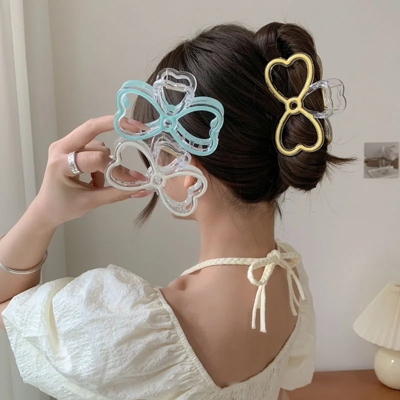 Top Trends: Fashion New Oil Drip Bow Hair Clips Women Ponytail Clip Jelly Clear Hairclip Girl Hairpin Crab Barrette Headwear Accessories Shoppable Styles