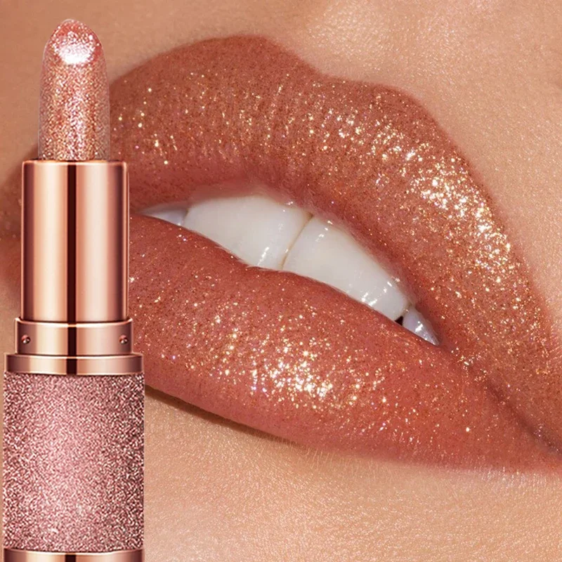 Top Trends: 3colors Glitter Lipstick Temperature Changing Color Lip Gloss Waterproof Long Lasting Nude Pink Shimmer Lip Tint Makeup Cosmetic Shoppable Styles