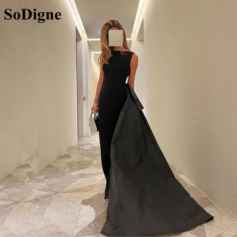 Top Trends: SoDigne Black Satin Mermaid Prom Dresses With Detachable Train Sleeveless Arabic Evening Dress Wedding Party Gown 2023 Shoppable Styles