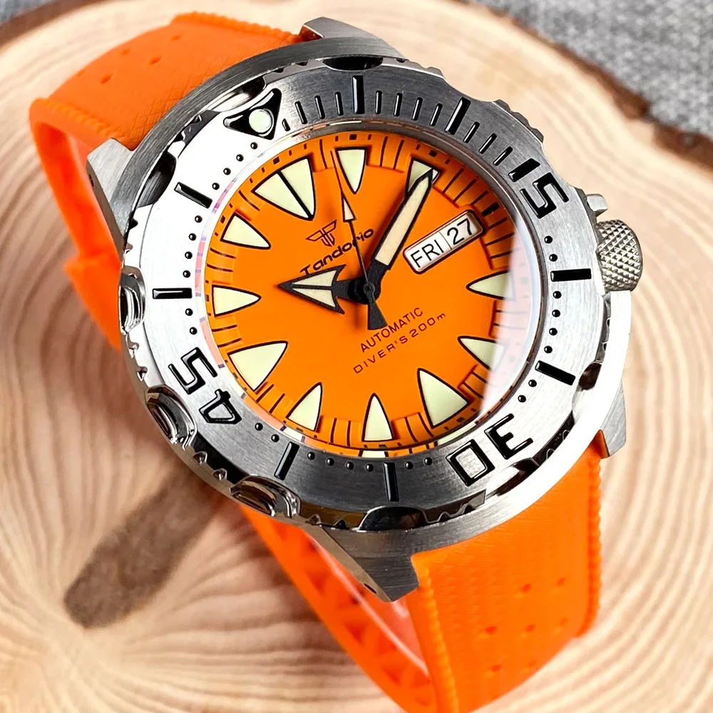 Top Trends: 20ATM Diver Tandorio 42mm AR Sapphire Glass Monster Orange Dial NH36A Men Automatic Watch 3.8 O'clock Lume Sapphrie Steel Bezel Shoppable Styles