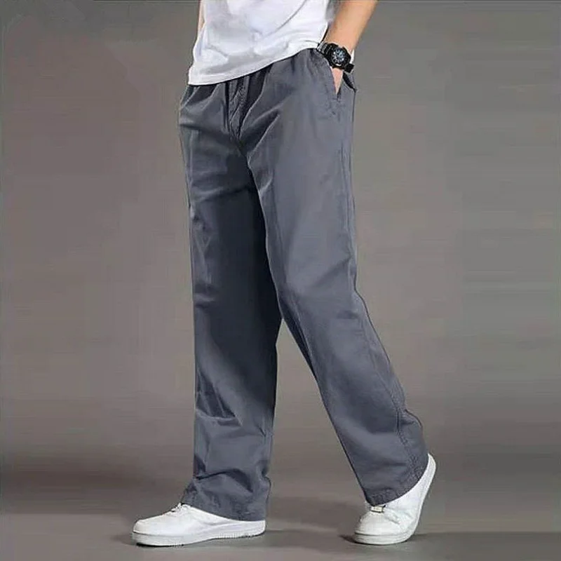 Top Trends: Big Size Men Oversize Cotton Cargo Wide Pants Summer Elastic Waist Multi-pocket Streetwear Joggers Casual Baggy Sports Trousers Shoppable Styles