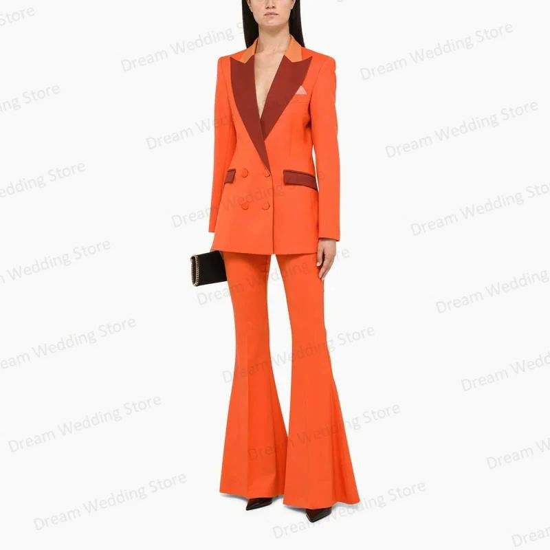 Top Trends: Elegant Women Suit Pants Set 2 Piece Blazer+ Flare Trousers Formal Office Lady Jacket Coat Guest Wedding Tuxedos Tailored Made Shoppable Styles