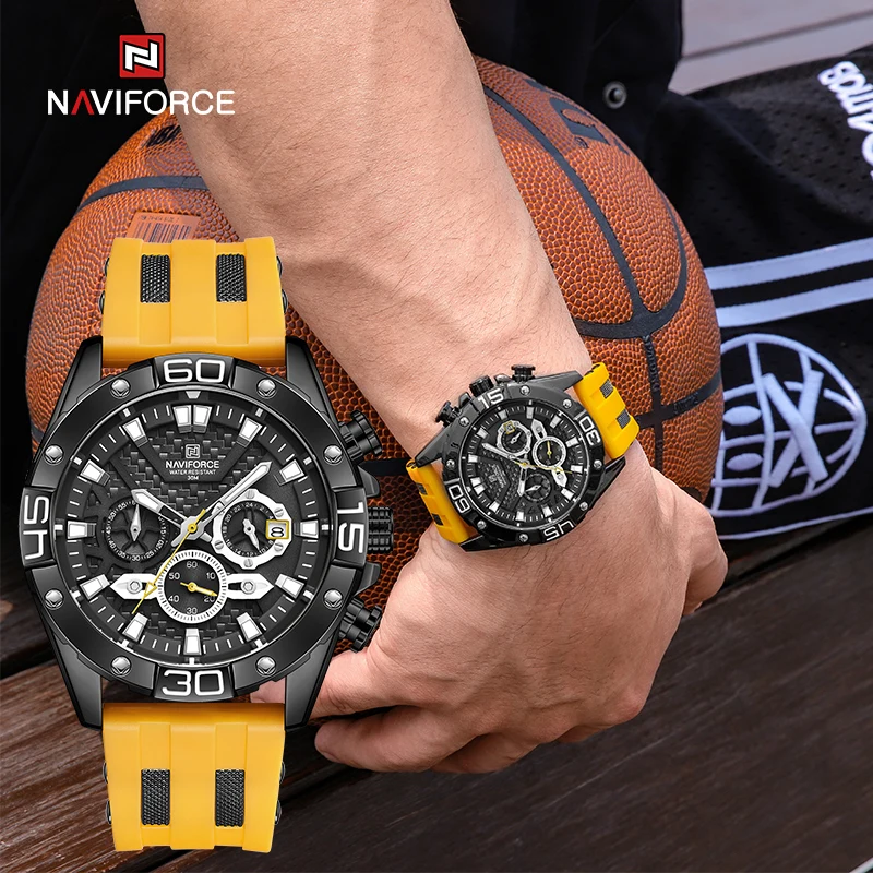 Top Trends: NAVIFORCE Luxury Watches For Men Fashion Silicone Band Military Waterproof Sport Chronograph Quartz WristWatch Fashion With Date Shoppable Styles