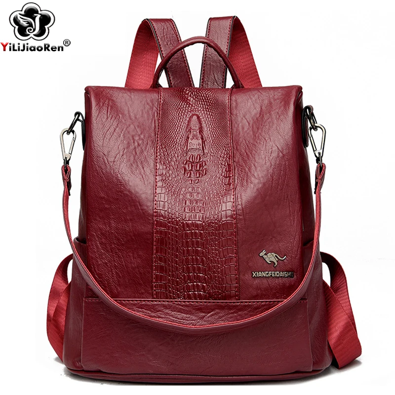 Top Trends: Fashion Leather Backpack Female Daypack Ladies Anti Theft Backpack Shoulder Bags Large Capacity School Bag For Teenager Girl Shoppable Styles