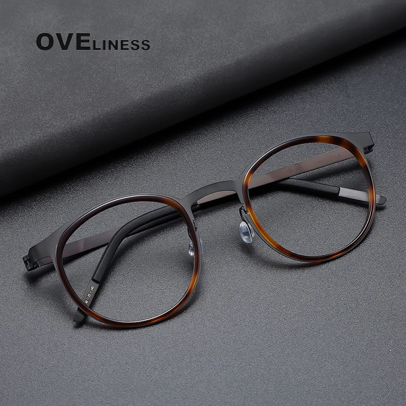 Top Trends: Brand Design Pure Titanium Glasses Frame For Men Metal Vintage Round Prescription Eyewear Myopia Optical Eyeglasses Spectacle Shoppable Styles