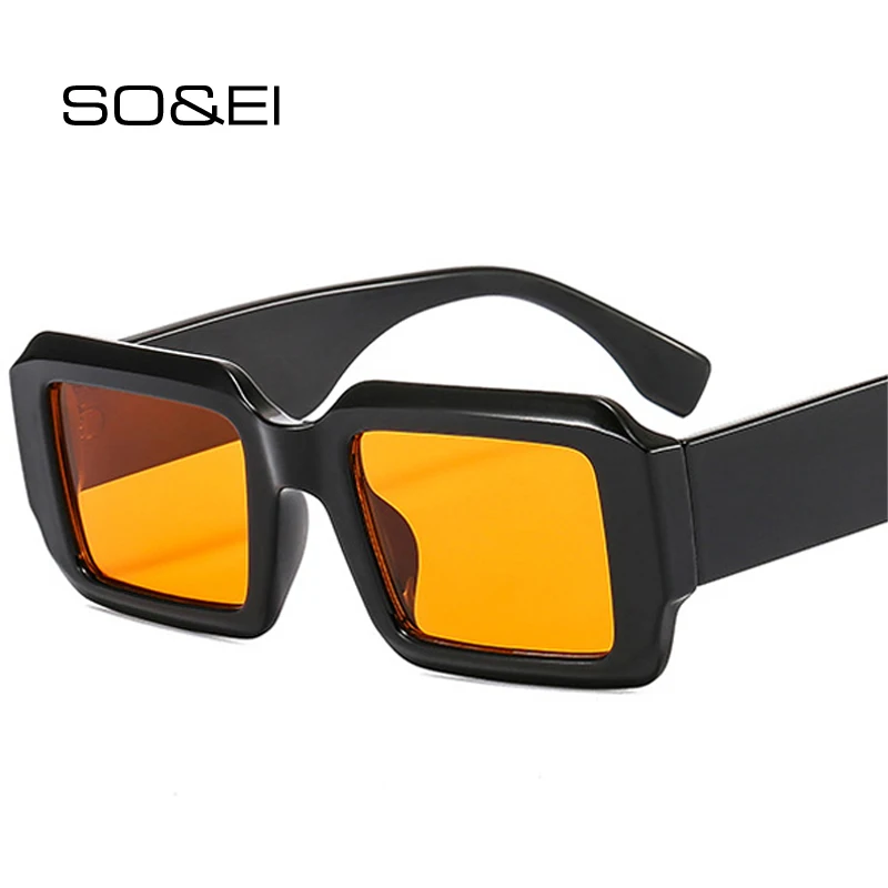 Top Trends: SO&EI Vintage Square Women Shades UV400 Sunglasses Fashion Contrast Color Eyewear Men Trending Punk Gradient Sun Glasses Shoppable Styles