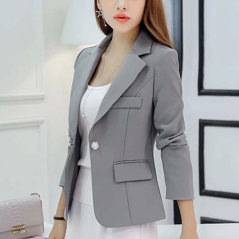 Top Trends: Women Blazer 2022 Formal Blazers Lady Office Work Suit Pockets Jackets Coat Slim Grey Women Blazer Femme Jackets Femme NS5261 Shoppable Styles