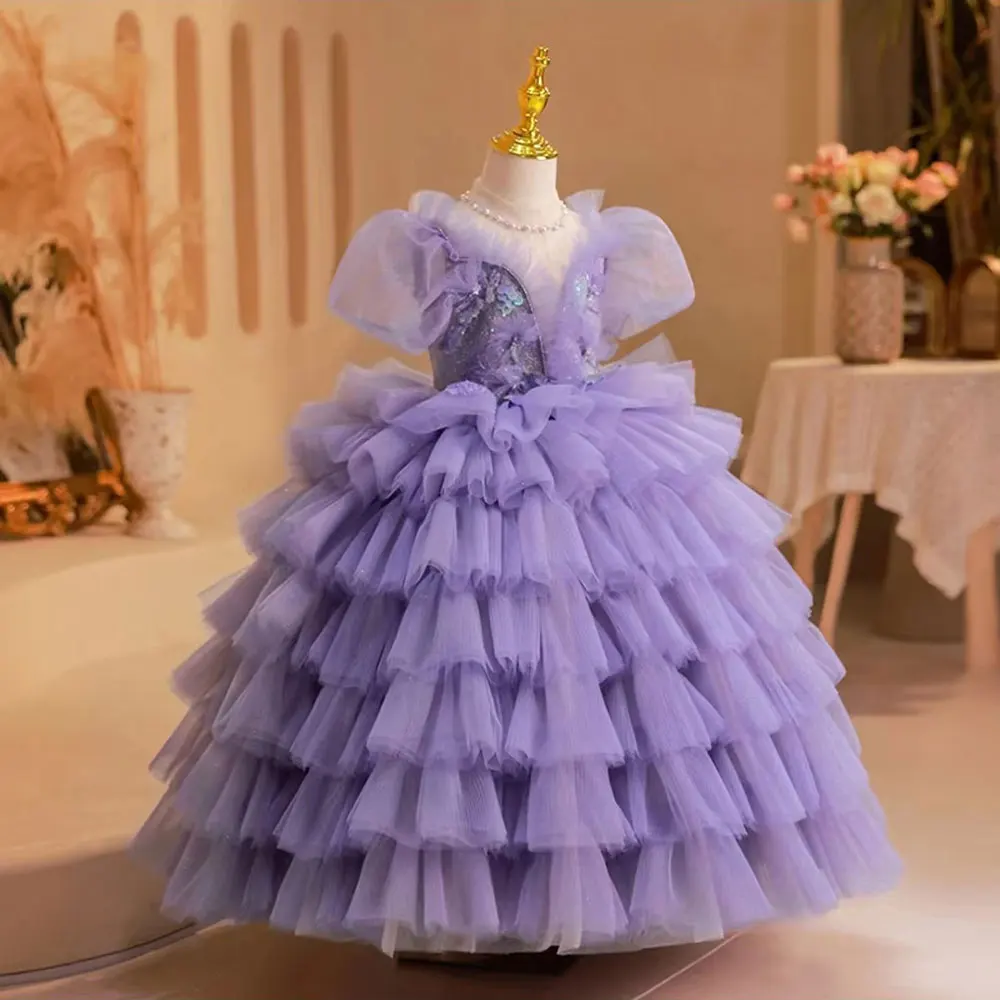 Top Trends: Jill Wish Elegan Luxury Lilac Girl Dress Beading Arabic Princess Kids Wedding Birthday Party Ball Gown Holy Communion 2024 J244 Shoppable Styles - Image 4