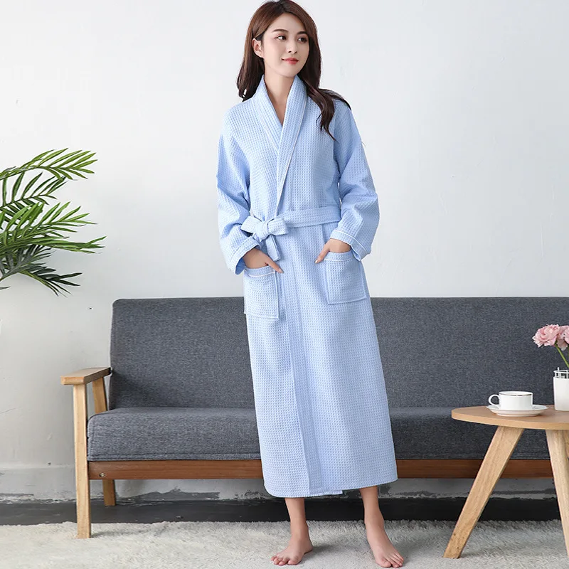 Top Trends: Cotton Bathrobe Kimono Hotel Bathrobe Waffle Female Large Size Spring Autumn Solid Color Women&#039;s Sleep &amp; Lounge Sleepwear Shoppable Styles