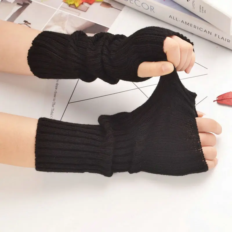 Top Trends: Unisex Winter Women Arm Warmers Knitted Woolen Arm Sleeve Fine Long Knitted Fingerless Gloves Casual Warm Soft Female Gloves Shoppable Styles - Image 2