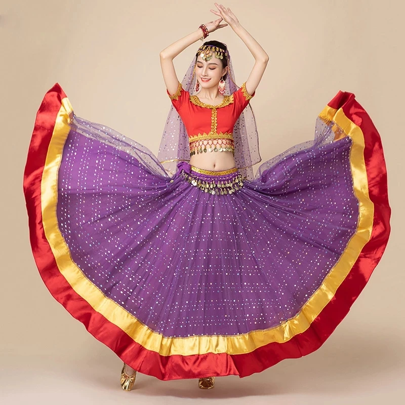 Top Trends: Women Belly Dance Outfits Indian Dance Bollywood Dress Costume Set Party Festival Halloween Performance Top Long Skirt Shoppable Styles