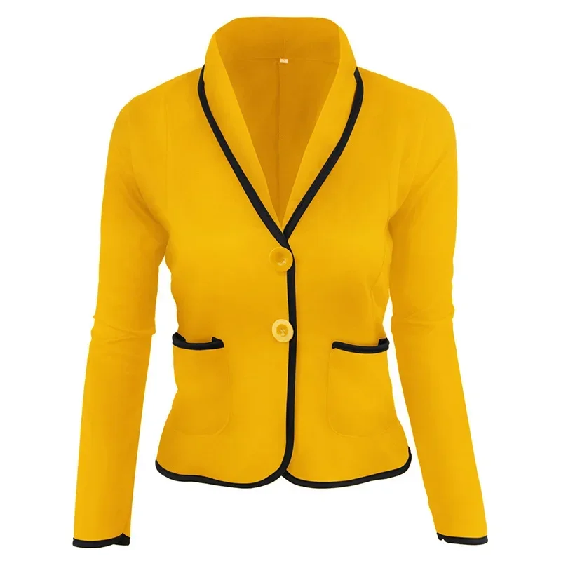 Top Trends: S-6XL Women Yellow Casual Lapel Short Blazers Single Breasted Solid Colors Office Work Suits 2023 Woman Plus Size Cotton Blazer Shoppable Styles