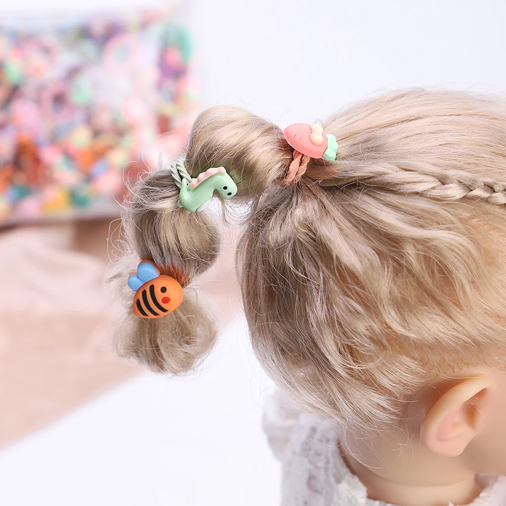 Top Trends: 10pcs Lovely Cartoon Kids Elastic Hair Bands Girls Candy Macaron Hair Ties Ropes Stripe Ponytail Holder Kids Colorful Ornaments Shoppable Styles - Image 3