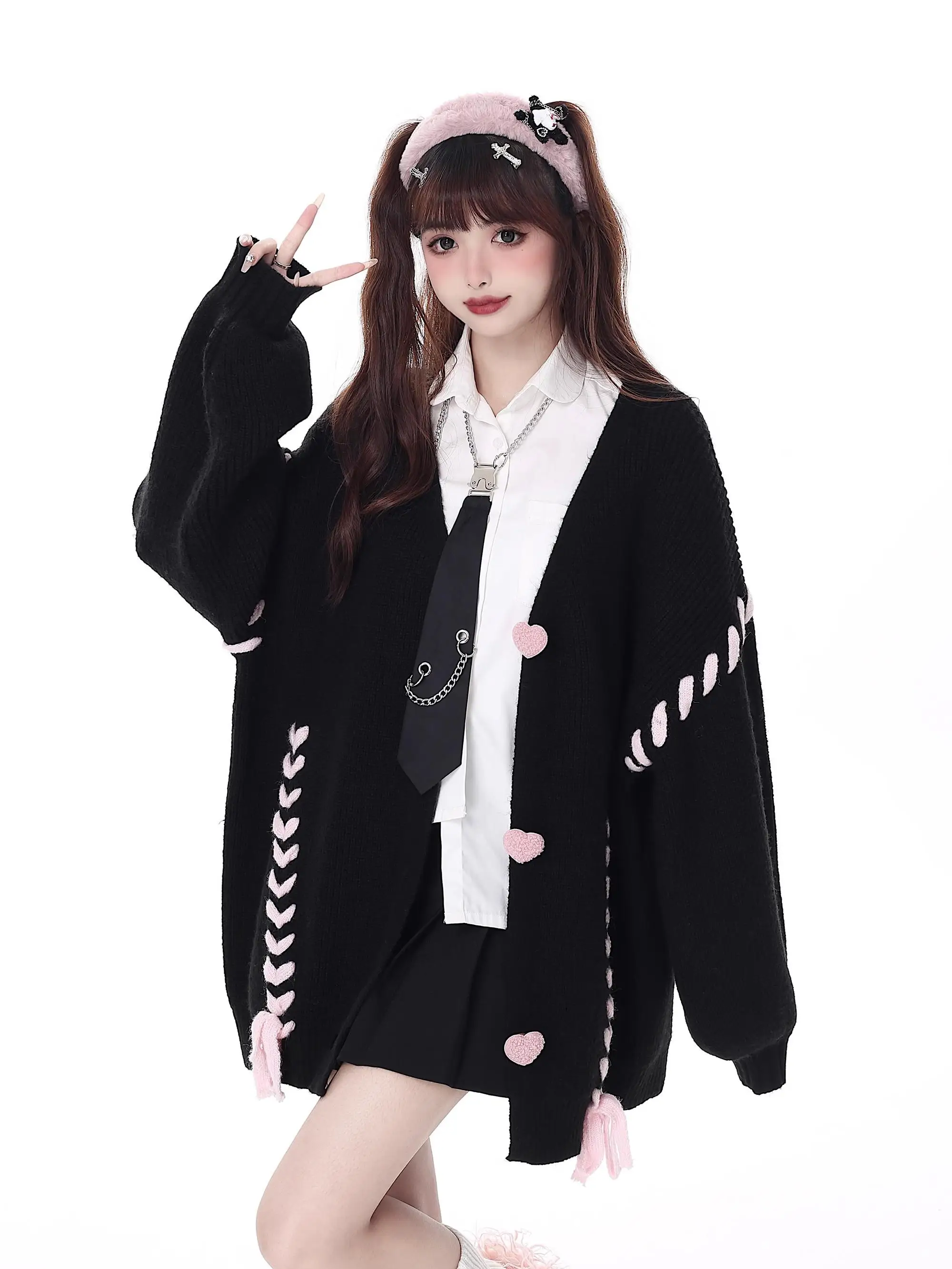 Top Trends: Knit Cardigan Woman Sweet Girl Knitting Sweater Lazy College Style Loose Sleeve Harajuku Girl JK Uniform Kawaii Cardigan Coat Shoppable Styles