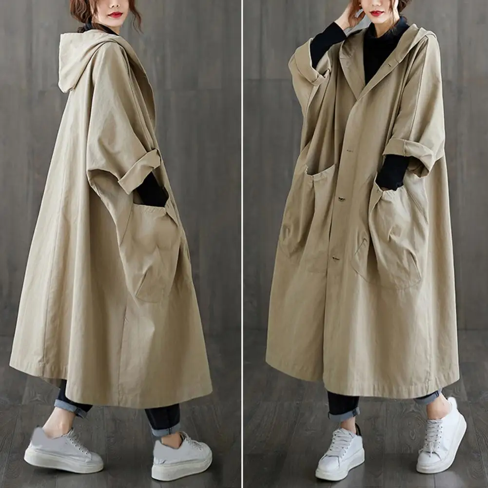 Top Trends: Spring Autumn Trench Coat Woman 2022 Korean Single-Breasted Mid-Long Women Trench Overcoat Khaki Windbreaker Pocket Female Shoppable Styles