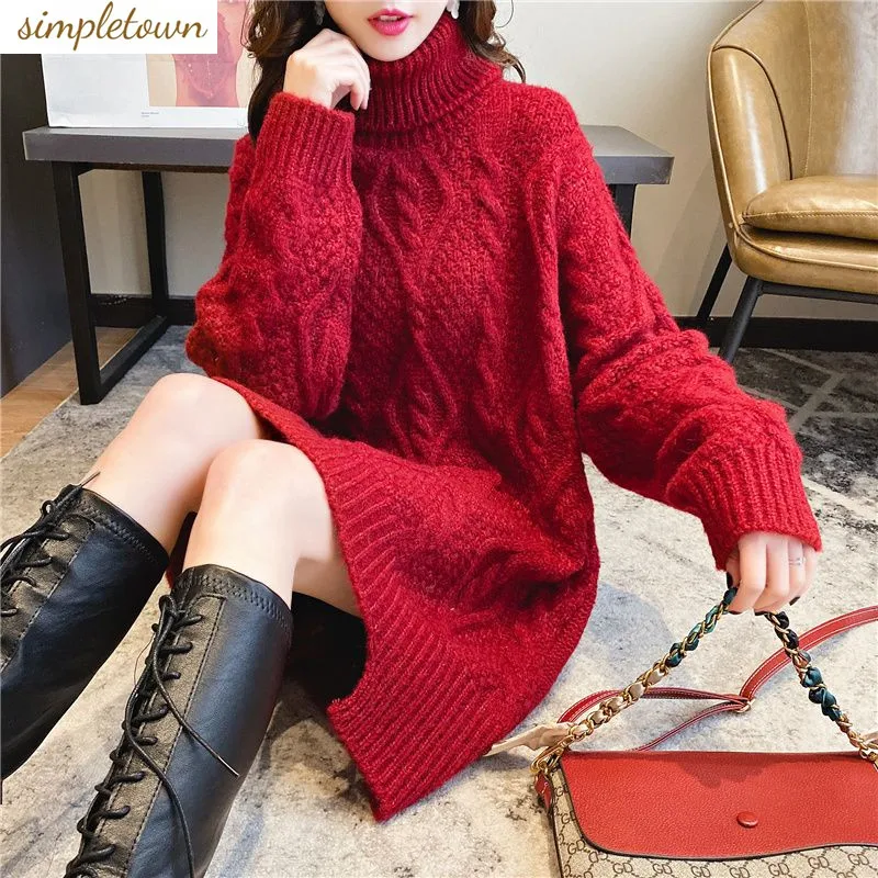 Top Trends: 2023 Autumn / Winter Korean Edition New Thickened Solid Color Pullover Sweater Autumn / Winter Korean Edition Loose Knitted Top Shoppable Styles