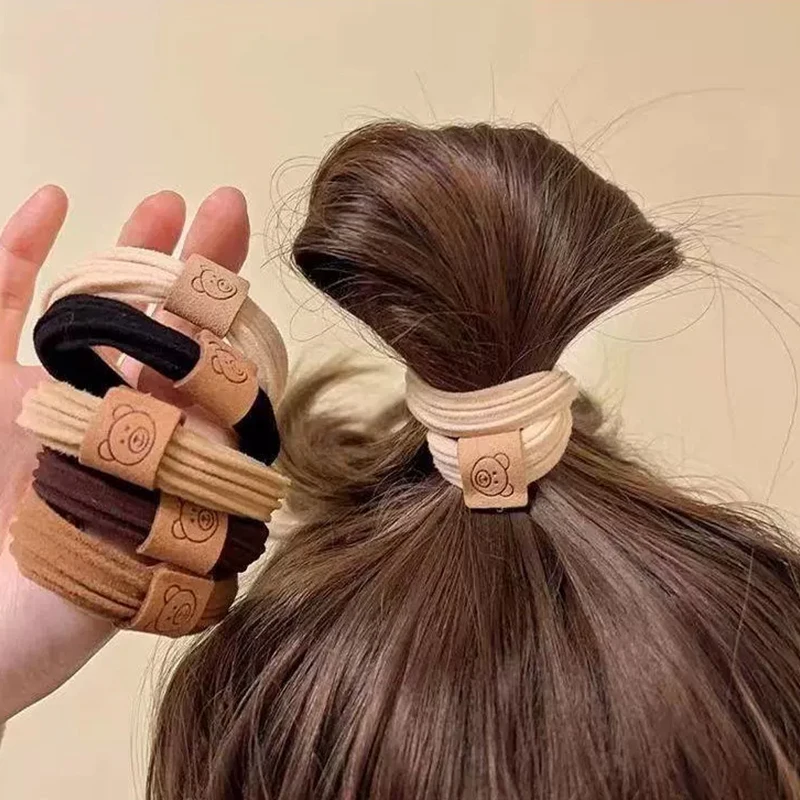 Top Trends: 1 / 10Pcs Women Elegant Solid Color Scrunchie High Elastic Hair Bands Ponytail Hold Cute Coffee Bear Rubber Band Fashion Hair Tie Shoppable Styles - Image 4