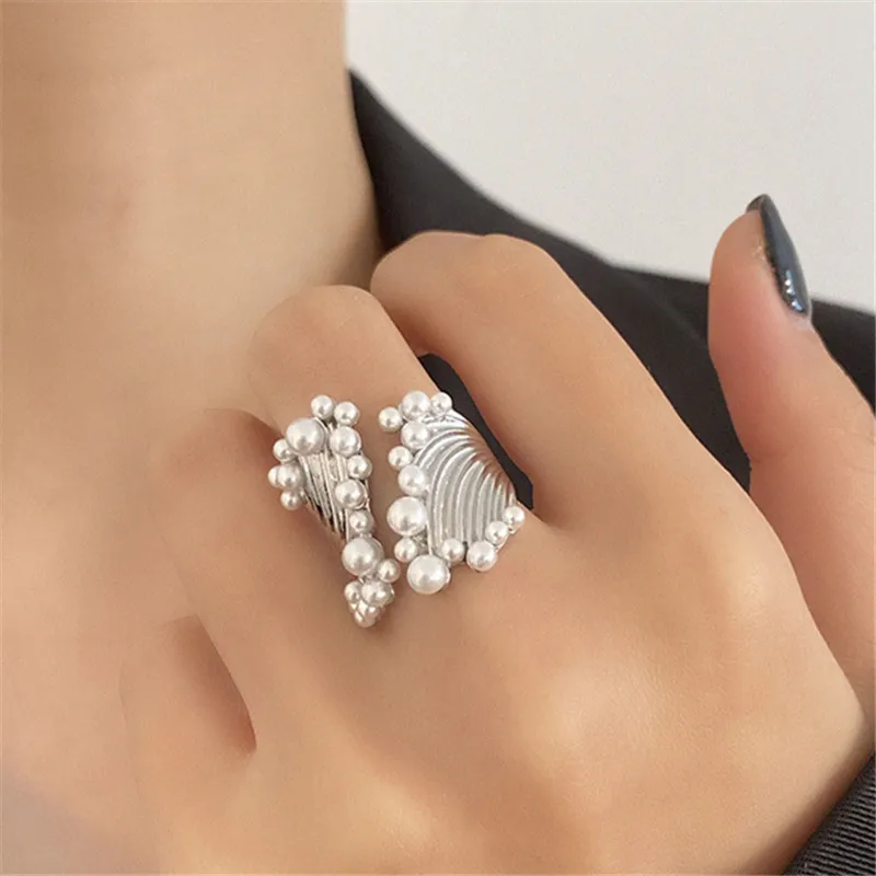 Top Trends: SHANGZHIHUA 2023 Newcomer Korean Version Design Sense Imitation Pearl Copper Alloy Opening Women&#039;s Ring Fashion Vintage Jewelry Shoppable Styles