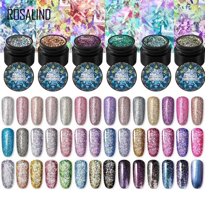 Top Trends: ROSALIND 5ml Shiny Gel Nail Polish Painting Nail Art Vernis Semi Permanent Diamond Glitter Polish UV Nail Gel Top Coat Manicure Shoppable Styles