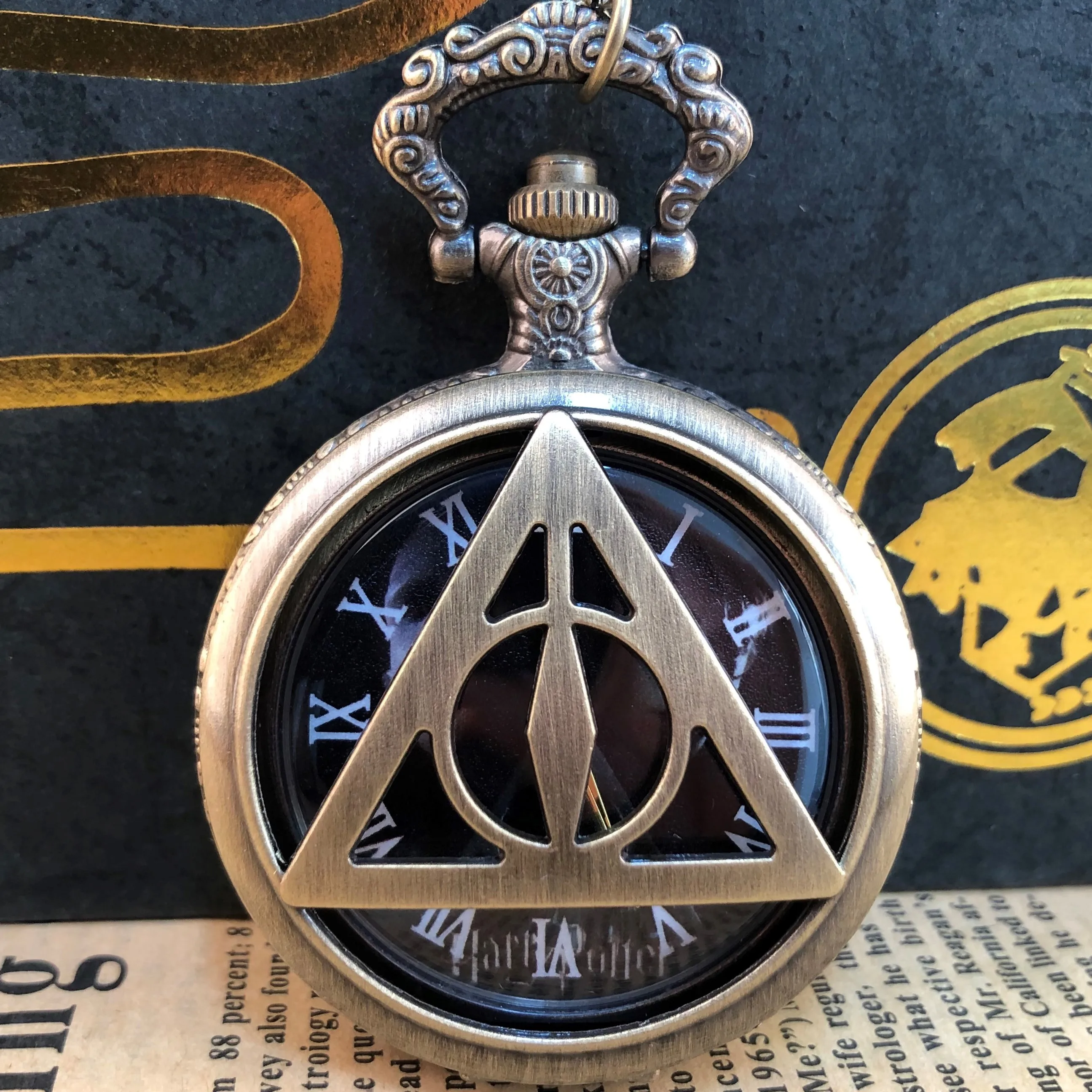 Top Trends: Hollow Triangular Quartz Pocket Watch Portrait Dial Roman Numerals Popular Decoration Unisex Necklace Pendant Clock Men Women Shoppable Styles