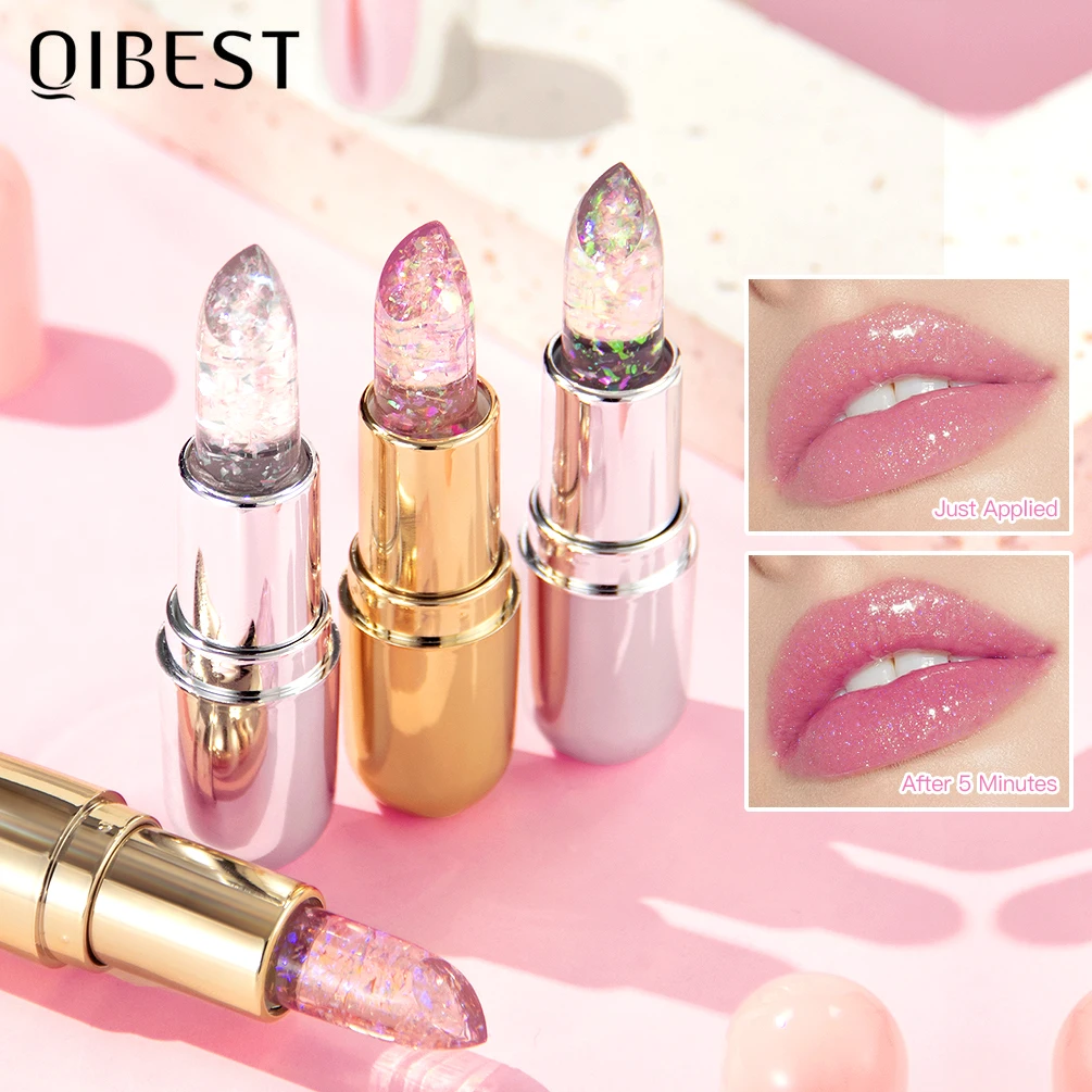 Top Trends: QIBEST Glitter Jelly Lipstick Lip Balm Colors Changing Lipstick Moisturizing Makeup Water Glossy Transparent Lip Stain Cosmetics Shoppable Styles