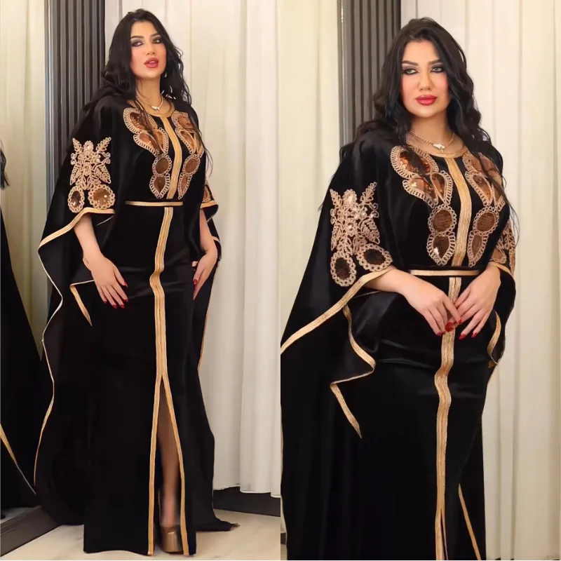 Top Trends: Arabic Abaya Dubai Muslim Kaftan Maxi Dress Women Luxury Velvet Caftan Marocain Evening Party Long Dresses 2023 Abayas Femme Shoppable Styles