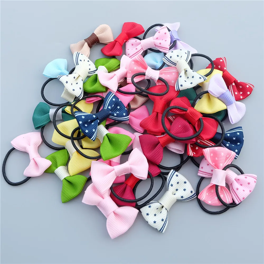 Top Trends: 10 / 20Pcs / Set Candy Bow Hair Bands For Baby Girls Cute Plaid Cloth Rubber Ropes Children Kawaii Headwear Kids Hair Accessories Shoppable Styles