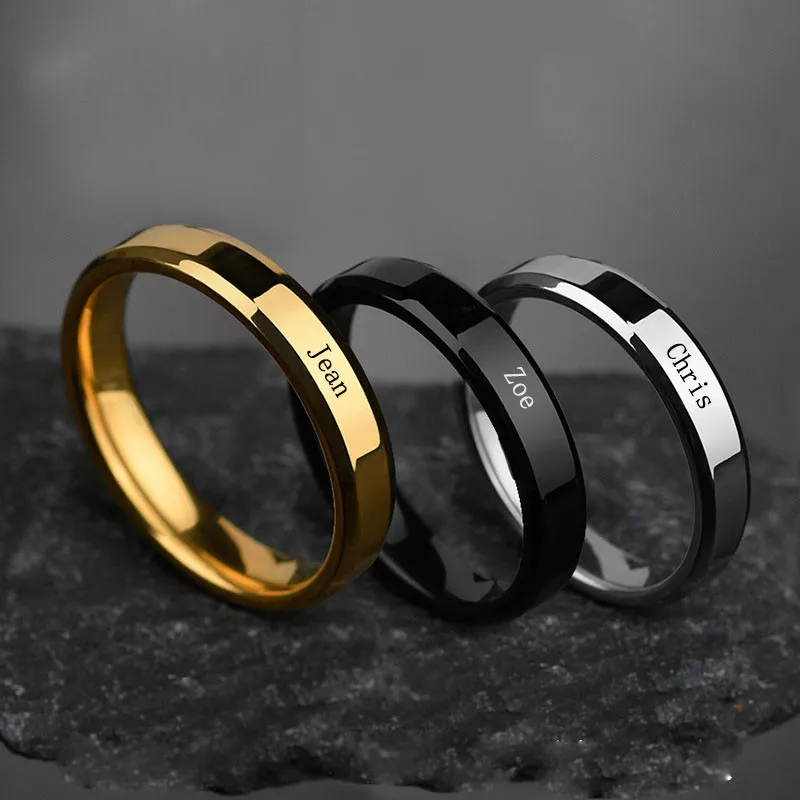 Top Trends: Rinhoo Stainless Steel Personalized Name Couple Ring For Women Men Fashion Romantic Simple Engagement Wedding Party Rings Gifts Shoppable Styles