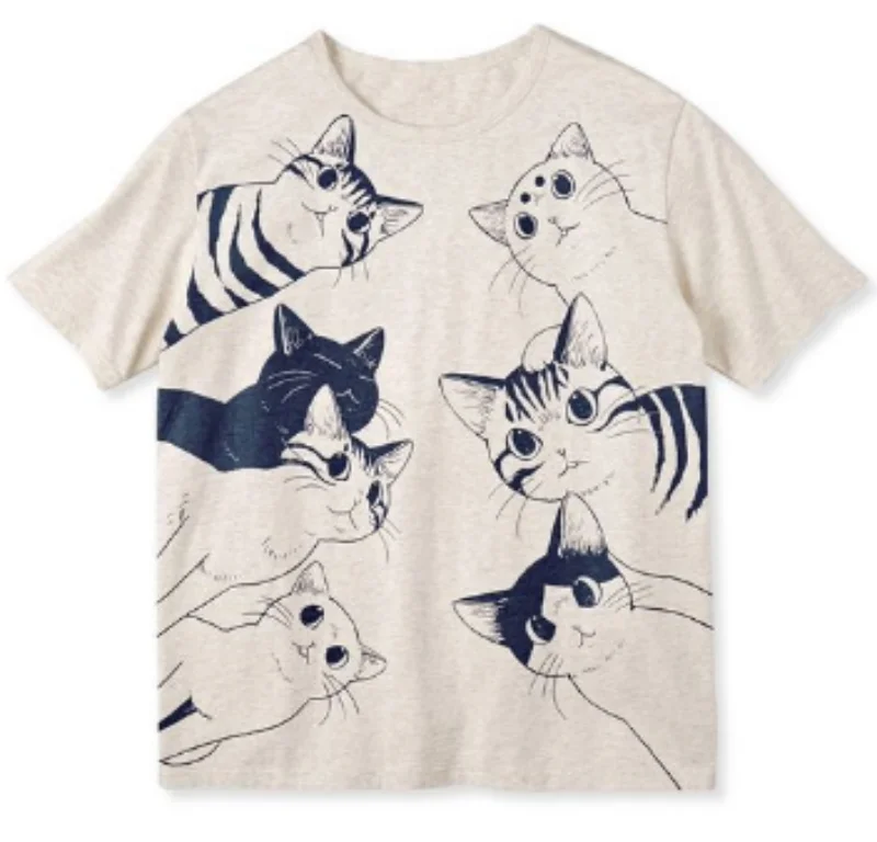 Top Trends: 2023 Kawaii Cartoon Anime Oversized T Shirt Japanese Fashion 2000s Tops Cotton Tops Women&#039;s Korean Cat Printed Y2k Top Shoppable Styles