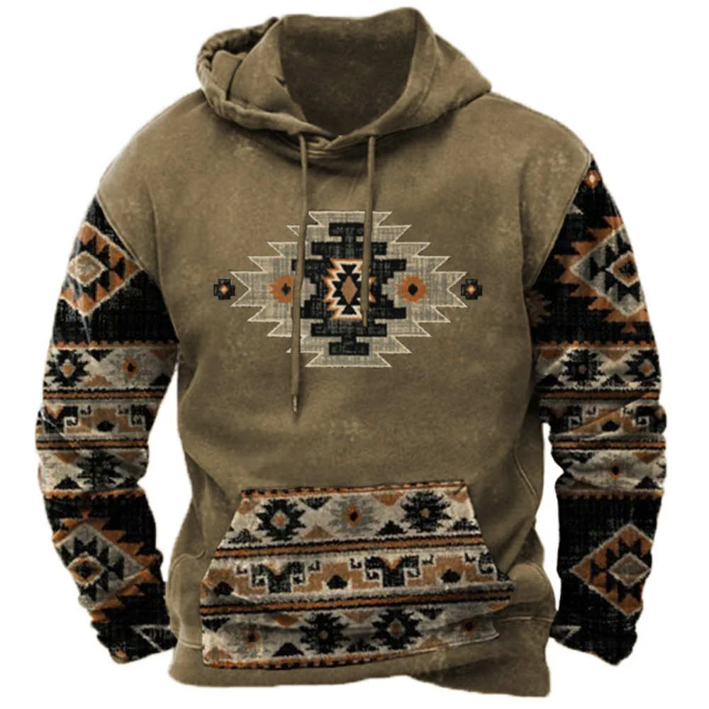 Top Trends: Indian Feather Totem Vintage Men's Hoodie Oversized Autumn Winter Spring Hooded Sweatshirt Casual Harajuku Full Sleeve Clothes Shoppable Styles - Image 5