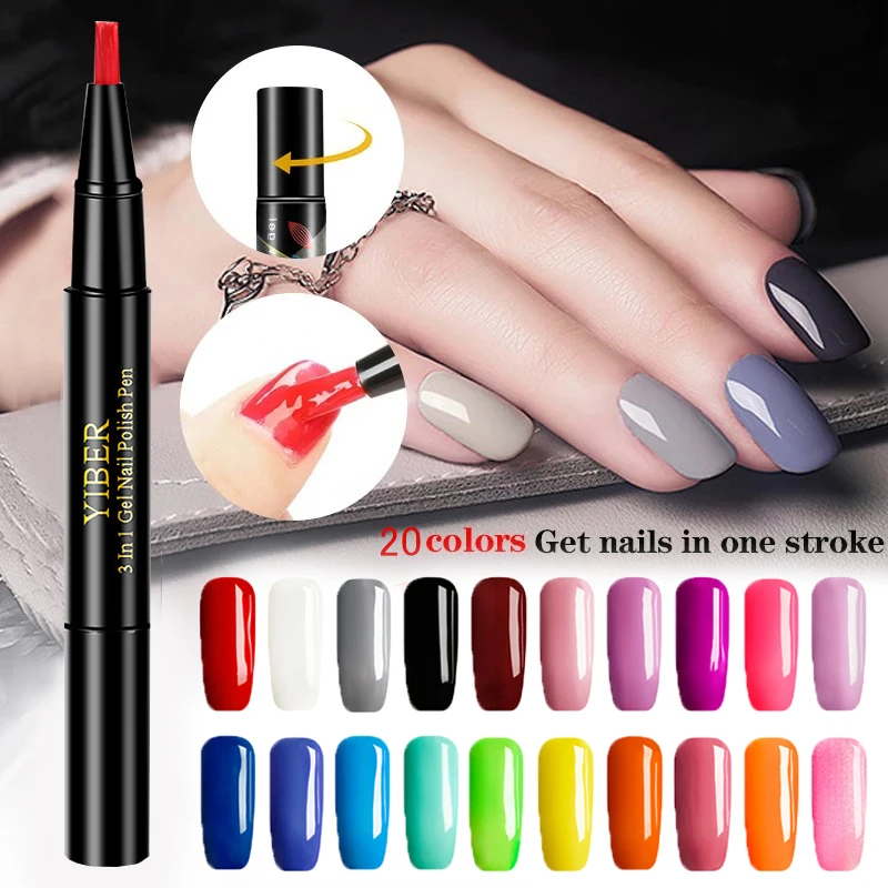 Top Trends: 3 In 1 Nail Polish Pen Colorful Nail Art UV Gel Paint Glitter Hybrid Polish DIY Convenient One Step Varnish Manicure Tools Shoppable Styles