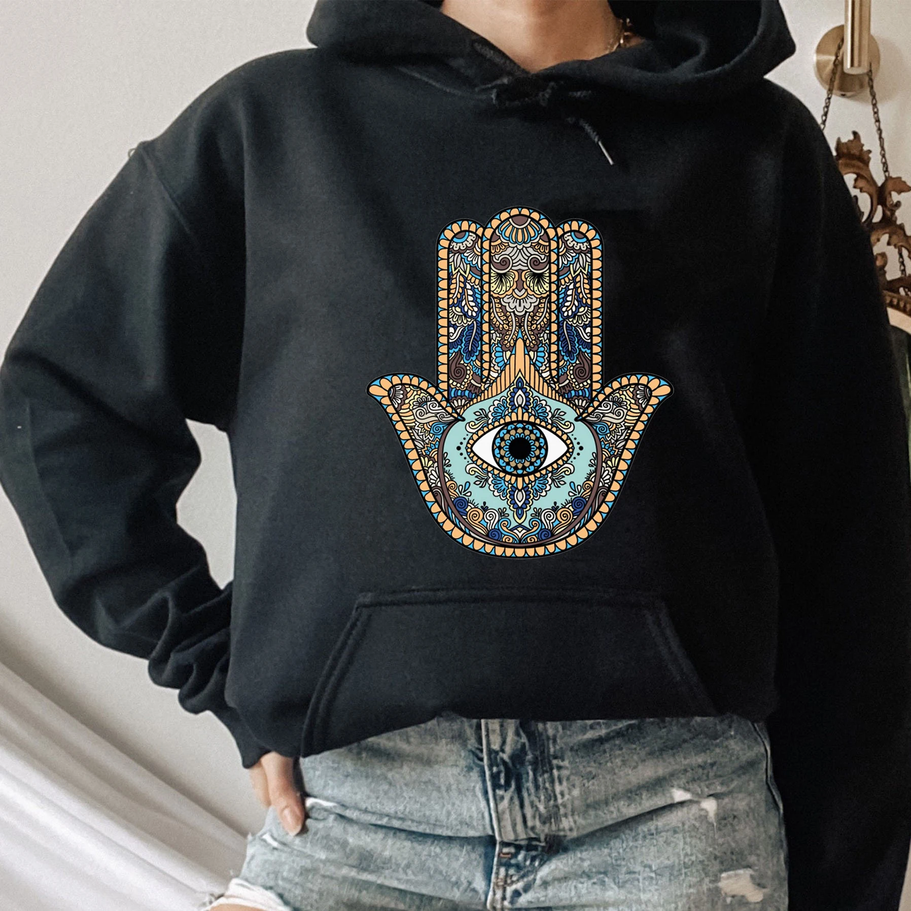 Top Trends: Hamasa Hand Of Fatima Print Hoodies Streetwear Men Women Casual Sweatshirts Lucky Hamsa Hand Hoodie Unisex Pullover Tracksuits Shoppable Styles