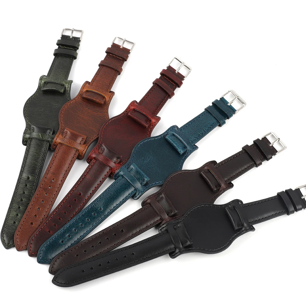 Top Trends: Handmade Genuine Leather Watch Strap 18mm 19mm 20mm 21mm 22mm Watchband Bracelet With Mat Oil Wax Leather Watch Accessories Shoppable Styles