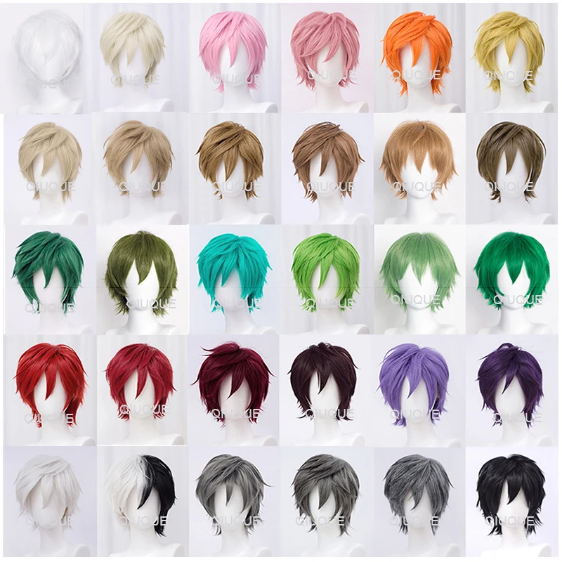 Top Trends: 30cm Short Straight Cosplay Wig Anime Tilt Up Compatible Universal Omnipotent Heat Resistant Synthetic Hair Wigs + Wig Cap Shoppable Styles