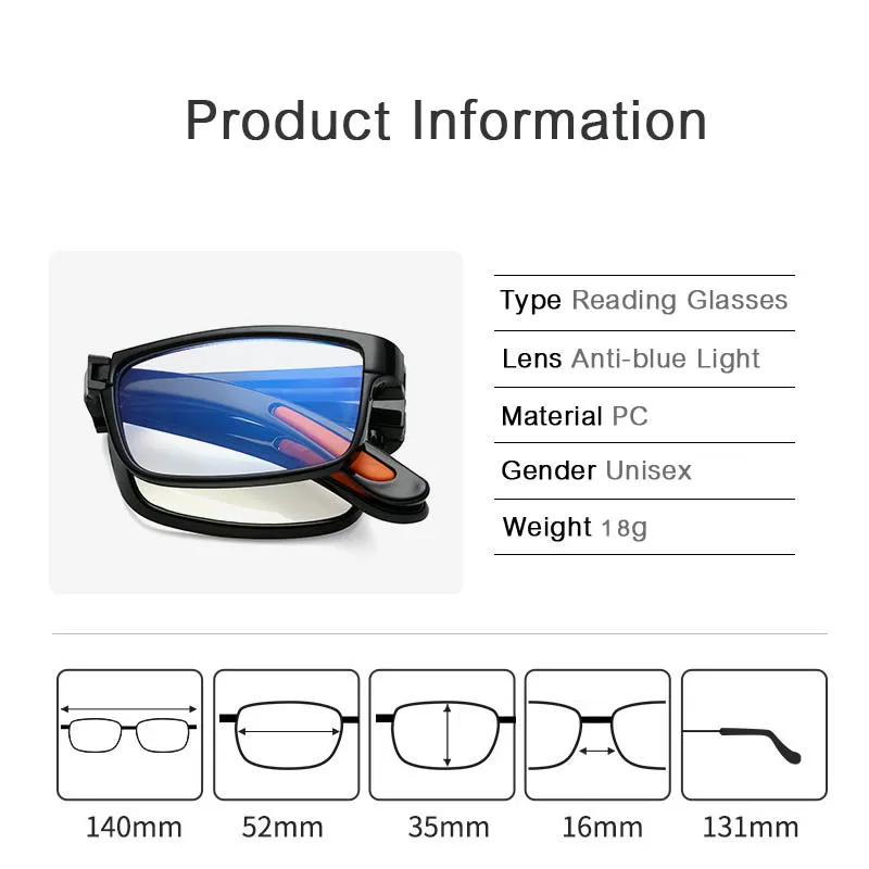 Top Trends: New Fashionable Folding Reading Glasses With Box TR Anti-blue Light Eyewear For Men Women Far Sight Glasses Diopter + 1.0 To + 4.0 Shoppable Styles - Image 6