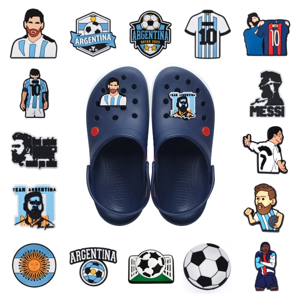 Top Trends: Argentina 10 PVC Football World Champion Croc Charms Shoe Decorations Clogs Sandals Wristband Accessories Women Men Party Gifts Shoppable Styles