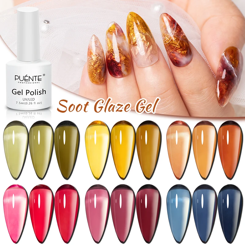 Top Trends: PUENTE Jelly Amber Gel Nail Polish 7.5ML Translucent Soot Glaze Gel Soak Off UV Nail Art Gel Manicure Semi Permanent Varnish Shoppable Styles